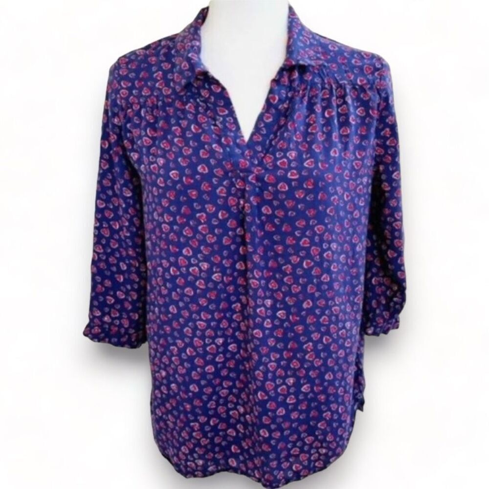 Anne Carson Love Is In the Air Button Down Blouse Sz XL